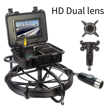42mm Çift Lens Endoskop Dedektörü Sistemi Boru Hattı Muayene Video Kayıt Drenaj ve Kanalizasyon Borescope ile 5.55 mm Siyah Kablo