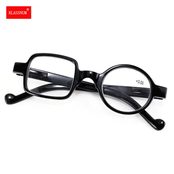 Okuma gözlüğü Erkekler Moda Yuvarlak kare çerçeve Büyütme Gözlük Presbiyopi Gözlük + 0.5 İla + 4.0 Büyütür Görüş Lens Gözlük