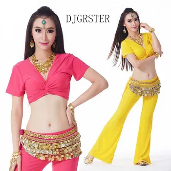 DJGRSTER Yeni Varış 2-3 adet Oryantal dans kostümü Bollywood Kostüm hint elbisesi Seksi Oryantal dans kostümü s Üst + pantolon + Kemer