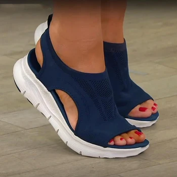 Artı Boyutu kadın ayakkabısı Yaz 2022 Konfor Rahat Spor Sandalet Kadın Plaj Kama Sandalet Kadın platform sandaletler Roma Sandalet